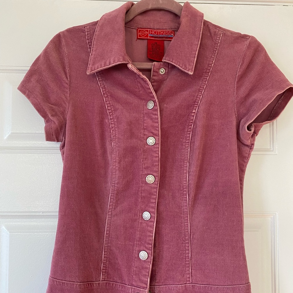 hot kiss pink faux corduroy mini dress